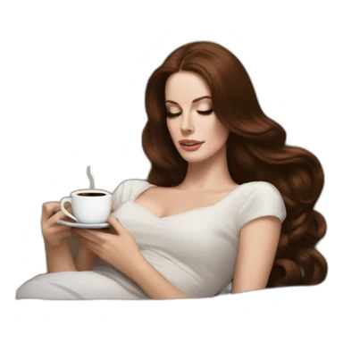 Lana del Rey laying on sofa with coffee sticker