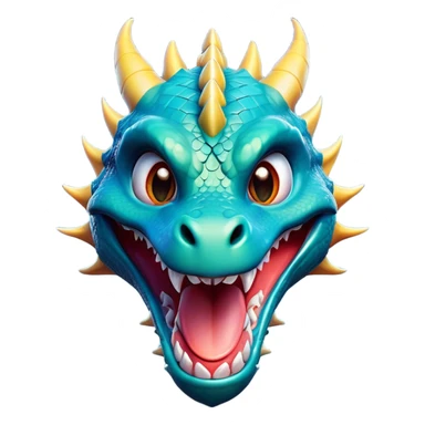 Cinematic Comical Dragon Portrait Emoji, Head tilted dramatically with an exaggeratedly amused expression, featuring a striking, glossy scaled body with bold, angular features and wide, expressive eyes filled with playful disbelief, Simplified yet hilariously expressive features, highly detailed, glowing with a slightly sassy, otherworldly glow, high shine, dramatic yet playful, stylized with an air of cheeky mythical mischief, soft glowing outline, capturing the essence of a spirited and over-the-top dragon that looks ready to breathe fire into internet fame instantly! sticker