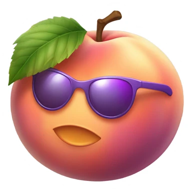 Smiling peach with purple sunglasses  sticker