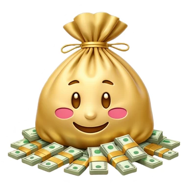 Luxury 3D emoji, overflowing money bag, stacks of cash, premium lighting, rich glossy look, ultra clean, transparent background


 sticker