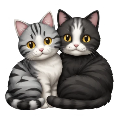 Two cats one black one grey and white cuddling sticker
