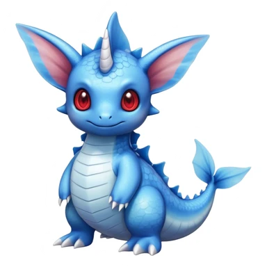 Edgy cool cute adorable Lapras-Vaporeon-creature-hybrid full body, four legs, red eyes,  sticker