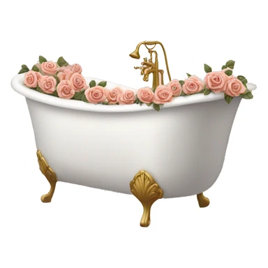 White with gold bathtub filled with roses sticker