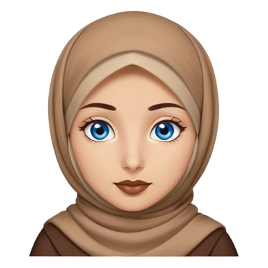 Turkish beautiful finish Konya girl blue eyes with brown beige hijab islamic dress and had on her hand brown color lipstick sticker