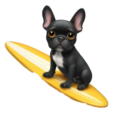 Black French bulldog on surfboard sticker