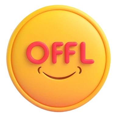 colorful 3D circular emoji with the word 'offol' in the center in a modern font sticker