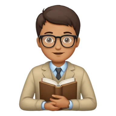 Nerd man wearing glasses with the book and computer sticker