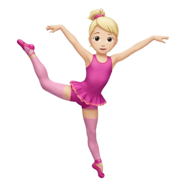 dancer-gymnast child with blonde hair in pink tights leaping sticker