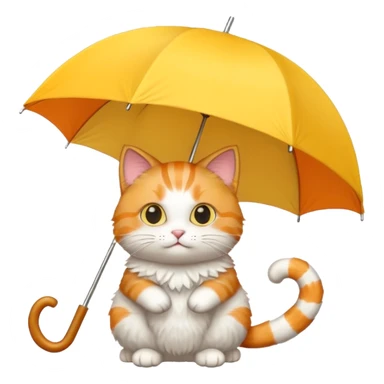 The cat is holding a yellow umbrella. sticker