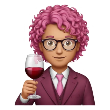 pink curly haired drink holder man with glasses  sticker