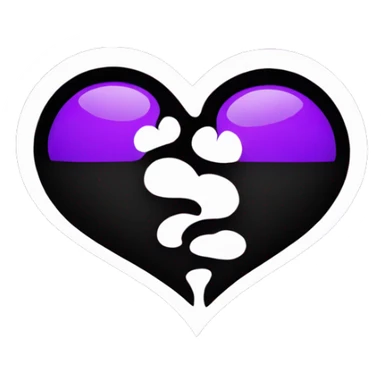 Half black and half purple split heart sticker