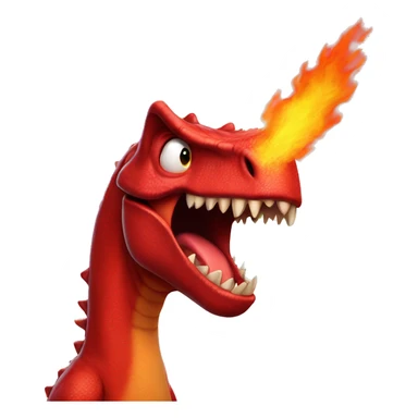 red dinosaur is angry in the eyes of fire sticker