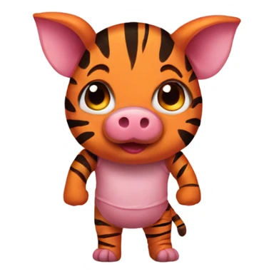A piglet with a tiger costume sticker