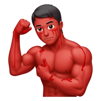Arm flexed bicep muscle with red paint dripping from hand sticker