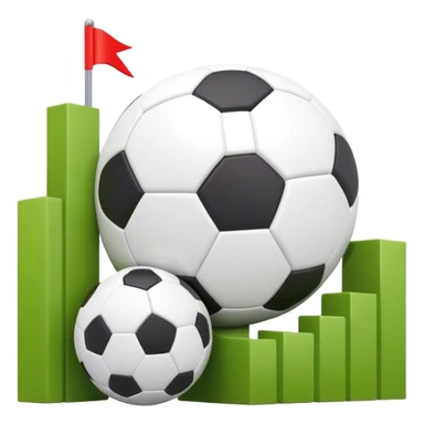 Cinematic realistic 3d growing graph  next to a soccer ball sticker