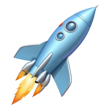 a pastel baby blue rocket ship flying to the moon  sticker