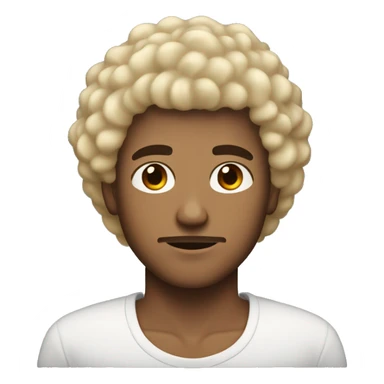 blond guy with short curly afro that is short on the sides and dark brown eyes and serious face sticker