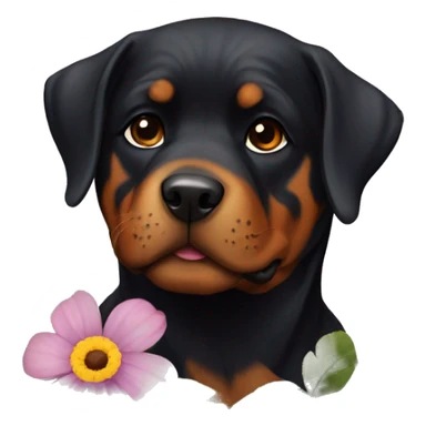 Rottweiler with a flower  sticker