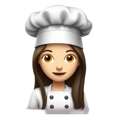 Brunette long straight hair girl in a cook hat cooks food  sticker