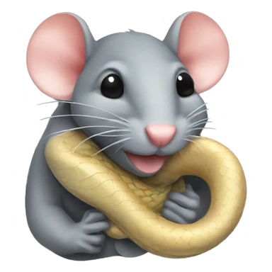 a rat kissing a snake sticker