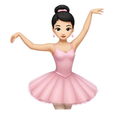 woman dancing emoji iOS light skin, black hair up in ballerina bun sticker