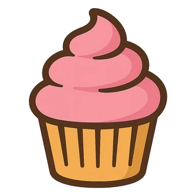 flat toon style cupcake with pink icing sticker