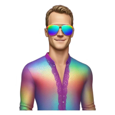 Fancy disco Jonathan Toews wearing rainbow lace shirt and wearing VR glasses sticker