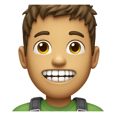 A boy having teeth like bottle opener with his lower part of lip slightly bakwards and upper teeth to the front sticker