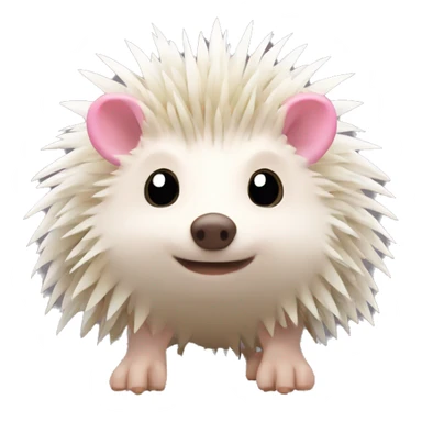 Hedgehog white creamy quills one pink ear one brown ear different colored ears  sticker