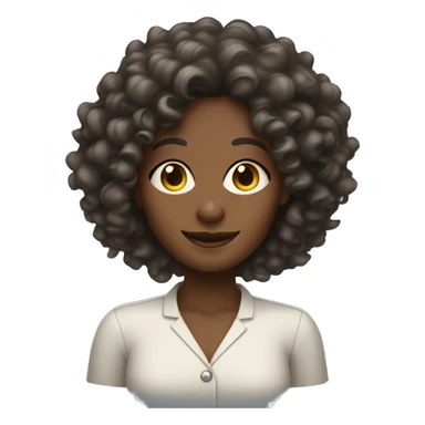 darker skin tone lady with curly hair who is very smart and happy sticker
