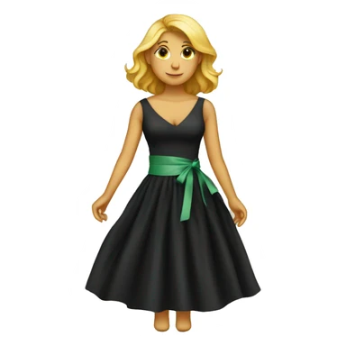 a black dress with a measuring tape wrapped around it sticker