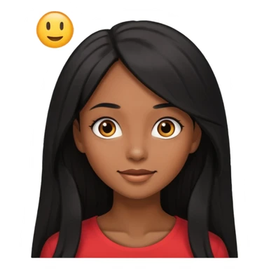 pretty brown skin woman with long black hair and brown eyes looking up sticker