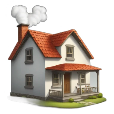 farmhouse with chimney with smoke coming out sticker