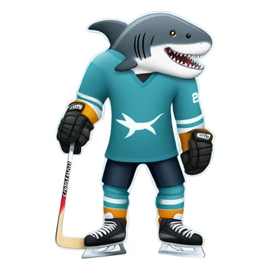 Hockey player and shark sticker