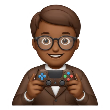 Emoji poop with glasses holding a ps5 controller sticker