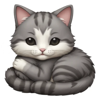 dark grey and white small cat with its eyes closed lying down leaning on its elbow with its paw curled under its head holding it up sticker