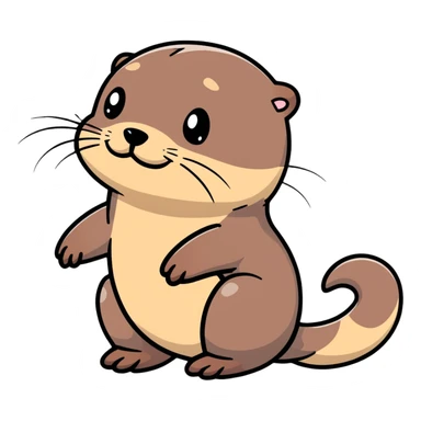 really cute smiling joyful otter face in three-quarter profile view with simple thorny stem wrapped horizontally around its forehead like Jesus Christ's Crown of thorns, no crown shape on top, just thin spiky branches circling the forehead sticker