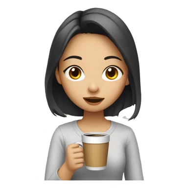 asian girl drinking coffee sticker