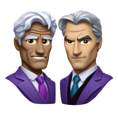 two-face, harvey dent, batman villian, right side of face purple, grey hair sticker