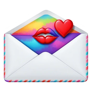 A psychedelic-colored sealed with a kiss mark sticker