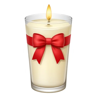 Soft vanilla long glass candle, with little red bow sticker