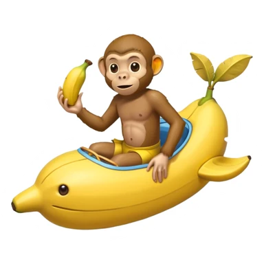 
monkey man riding a banana submarine sticker