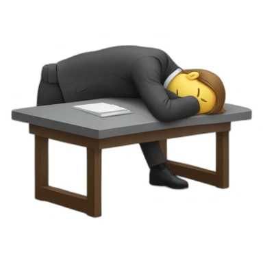 sleeping on office table sticker