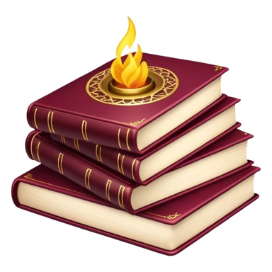 pile of magic spell books Burgundy sticker