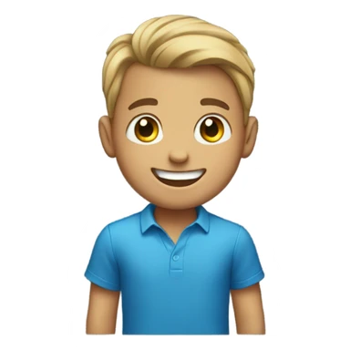 smiling boy in blue shirt sticker