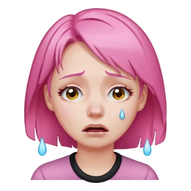 woman crying with pink hair sticker