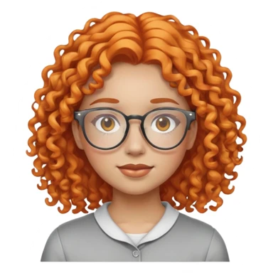 A iPhone emoji thats a girl with curly orange hair and clear glasses sticker