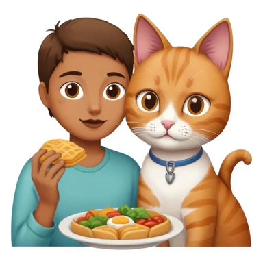 Human sharing food with cat sticker
