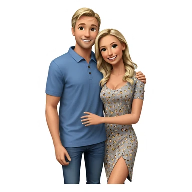 happy couple in casual attire sticker