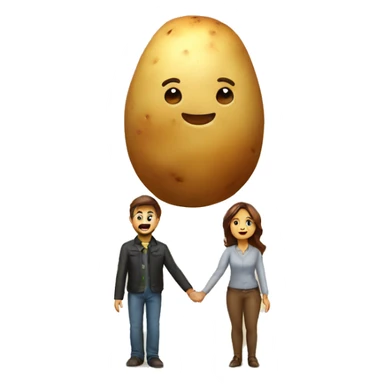 a potato couple holding hands sticker